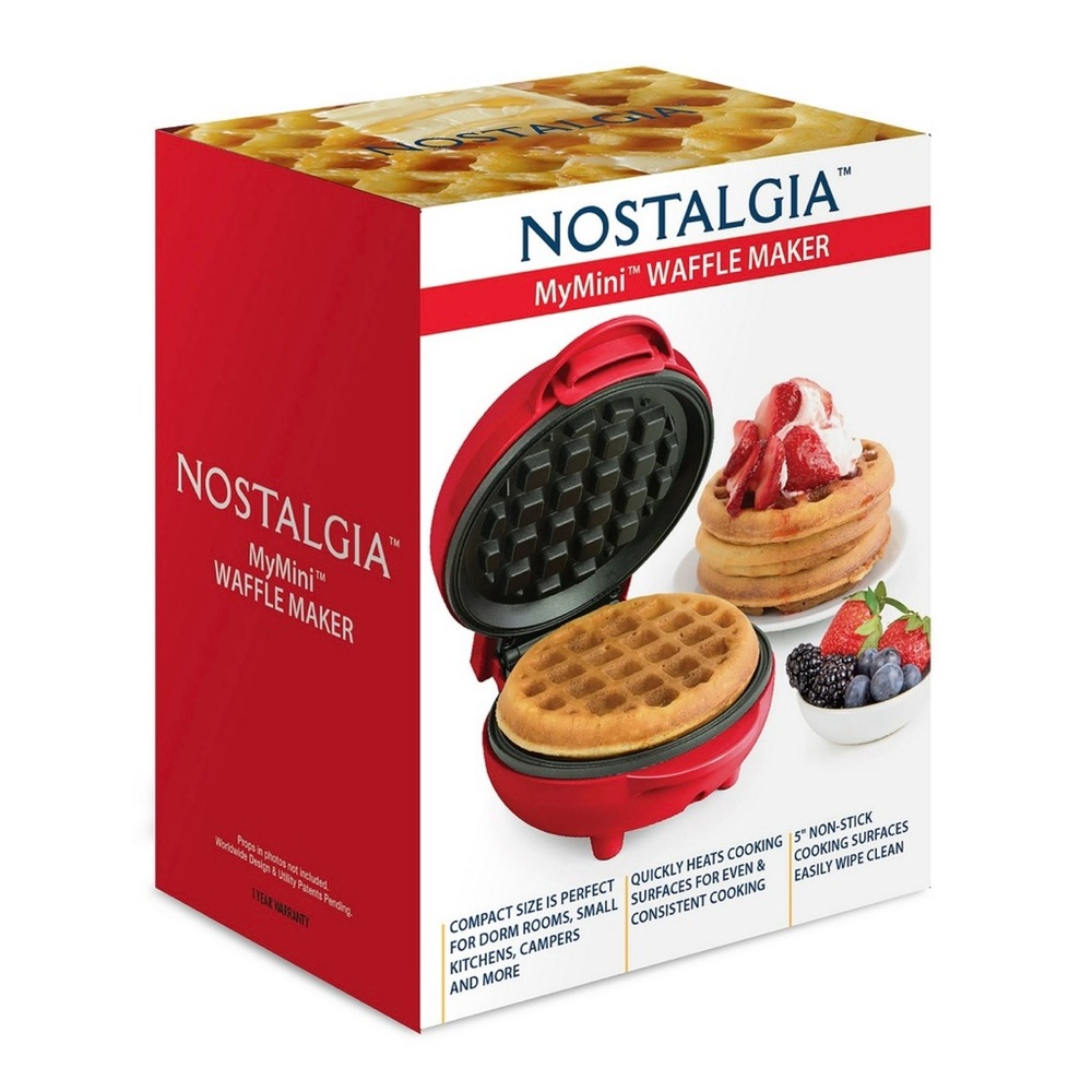 (NEW) Nostalgia My Mini Waffle Maker - 5” Nonstick